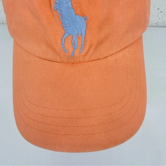 POLO Ralph Lauren Orange 100% Cotton Adjustable Hat Cap - Picture 4 of 14